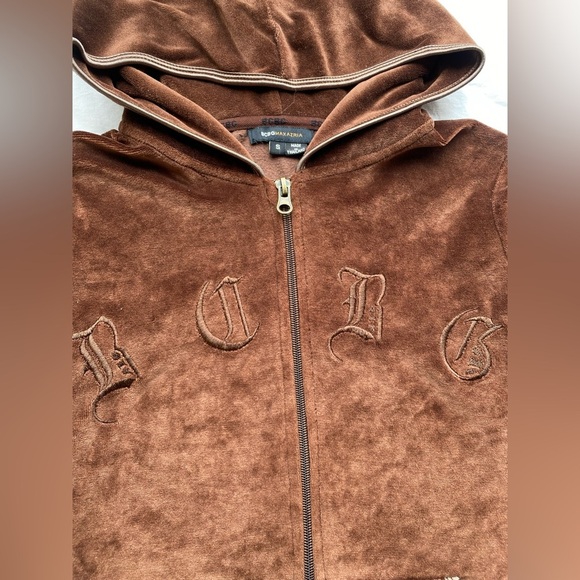BCBGMaxAzria Brown Boxy Hoodie velour with Relaxed Fit - Picture 6 of 6